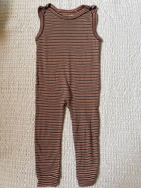 Misha And Puff Striped Sleeveless Ribbed One-Piece in Brown, Black, Cream